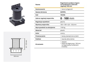 РЕГУЛИРУЕМАЯ ОПОРА БАЛКИ ДЛЯ ПРИВОДА В ДИАПАЗОНЕ АНКЕРА 25–125 мм