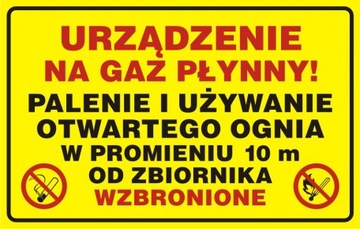 Urządzenie na gaz płynny znak 35x55 płyta PCV