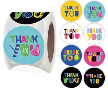 Naklejki THANK YOU 100sztuk B. DUŻE 3.8cm x 3.8 cm