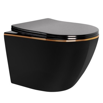Misa WC CARLO MINI RIMLESS FLAT BLACK GOLD EDGE - REA