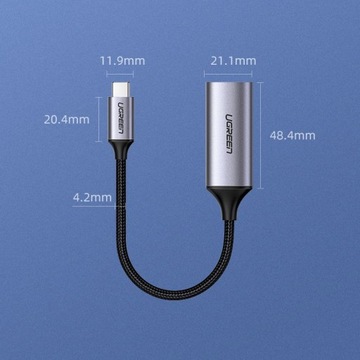 Адаптер Ugreen USB-C — HDMI 4K 60 Гц, серый