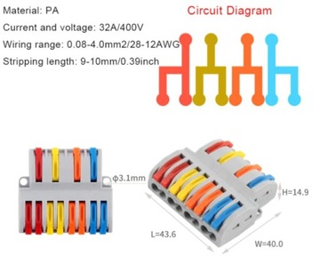 SZYBKOZŁĄCZKA PRZELOTOWA jak WAGO rozgałęźnik 4-8