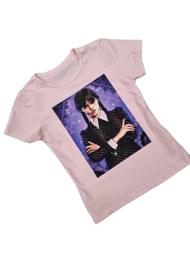T-SHIRT KOSZULKA WEDNESDAY ADDAMS RÓŻ 140-146