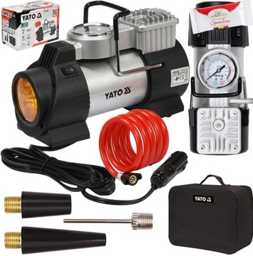 KOMPRESOR SAMOCHODOWY Z LAMPĄ LED, 12V 180W