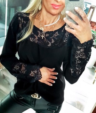 . BLUZKA KORONKOWA ELEGANCKA BOHO KOSZULA LUŹNA