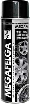 Farba do felg kołpaków spray CZARNY Megafelga