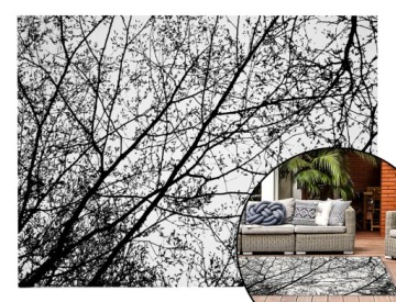 DYWAN ZEWNĘTRZNY TARASOWY 160x230 SZARY NA BALKON DO OGRODU BLACK TREES