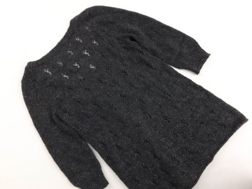 RIVER ISLAND błyszczący SWETER z węłną AŻUR _ 34