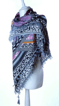 DAMSKA WZORZYSTA CHUSTA NA RAMIONA SZAL KRATA