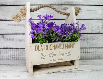 ЦВЕТОЧНАЯ КОРОБКА ЦВЕТОЧНЫЙ ГОРШОК С ГРАВИРОВКОЙ ПОДАРОК ​​НА ДЕНЬ МАТЕРИ ГРАВИРОВКА ДЛЯ МАТЕРИ