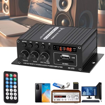 MINI WZMACNIACZ BLUETOOTH 5.0 MOCY AUDIO GŁOŚNIK HIFI STEREO AMP DLA DOMU