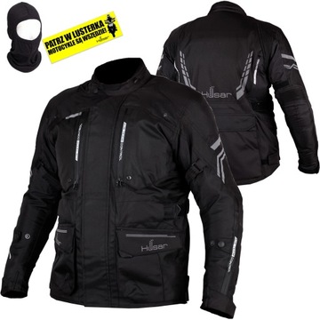 Kurtka motocyklowa HUSAR ADVENTURE turystyczna tekstylna czarna 3 warstwowa