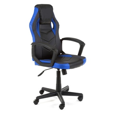 Czarny fotel biurowy wstawki niebieskie do biura