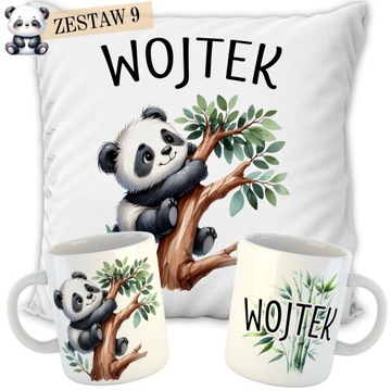 КОМПЛЕКТ ПОДУШКА+КРУЖКА МЕДВЕДЬ ПАНДА+ИМЯ ПОДАРОК ​​НА ДЕНЬ РОЖДЕНИЯ РЕБЕНКУ ВЫКРОЙКИ