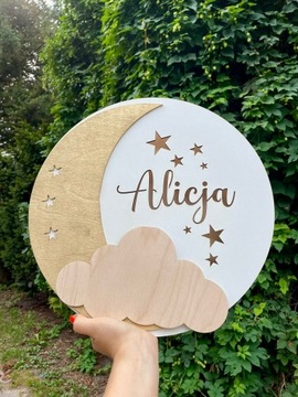 Светодиодный ночник на батарейках с именем ребенка Лунное облако 38см ХИТ