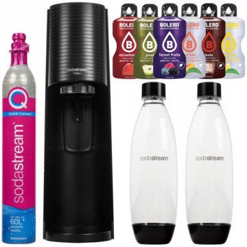 Výrobník Sody Sodastream Terra Černý 2 Lahve Cylinder 6 Příchutí Sada