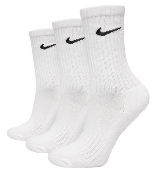 SKARPETY DŁUGIE 3 PARY NIKE BIAŁE UNISEX r. 34-38 BAWEŁNIANE SKARPETKI