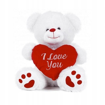 MIŚ PLUSZOWY MASKOTKA Z SERCEM I LOVE YOU 20 CM