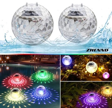 SOLARNA LAMPA LED DO BASENU, PŁYWAJĄCA, ZMIENIAJĄCA KOLOR WODOODPORNA 2 SZT