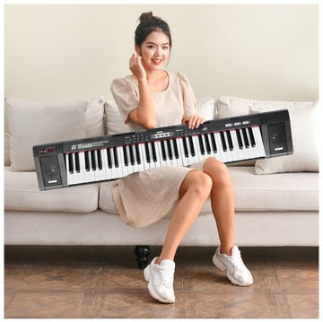 DUŻY KEYBOARD PIANINO ORGANY PODŚWIETLANE KLAWISZE LED DO NAUKI + STATYW