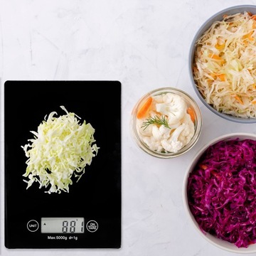 ВЕСЫ КУХОННЫЕ, электронные, для измерения веса, стекло, 5 кг, черные