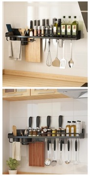 ПОДВЕСНАЯ КУХОННАЯ ПОЛКА С КРЮЧКАМИ 70 СМ