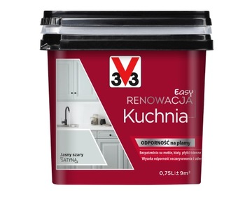 V33 FARBA RENOWACYJNA KUCHNIA I MEBLE JASNY SZARY 0.75L