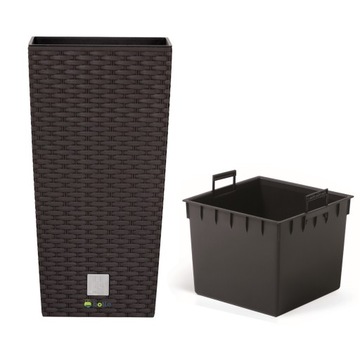 Donica wysoka wkład rattan 26x26x50cm umbra