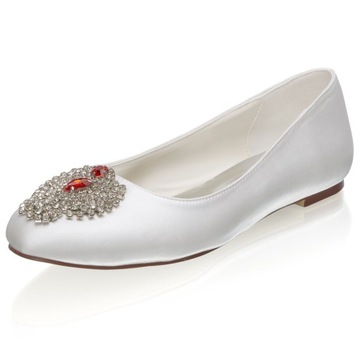 53710Damskie Buty ?lubne Koronka Satynowe Pompy Kolor Kość Słoniowa,42 EU