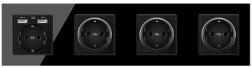 GNIAZDKO USB 4× SZKLANE GNIAZDO 230V Z 2 USB 2.1A