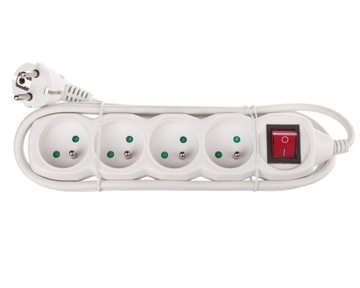 Удлинительный кабель 2 м / 4 розетки / с выключателем / белый / ПВХ / 1 мм2 | ЭМОС
