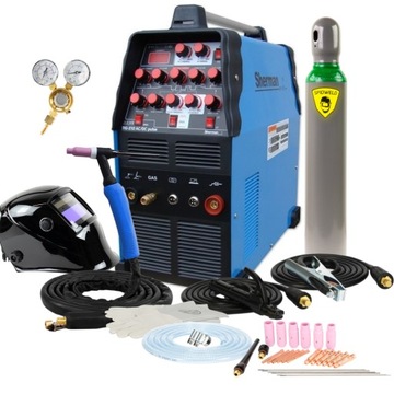 Spawarka inwertorowa TIG Sherman 210 Puls HF AC DC zestaw 200A maska butla