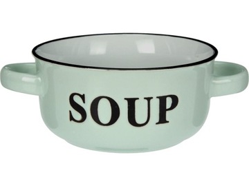 RETRO Kamionkowa Miska Garnek NA ZUPĘ RAMEN Bulionówka 490 ml - PISTACJOWA