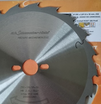 SCHUMACHER Tarcza pilarska piła 250x30mm 20z WIDIA
