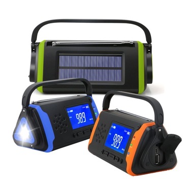 Radio Solarne AM FM SOS Bluetooth 5 POWERBANK 4000mAh USB IPX3 Wodoodporne