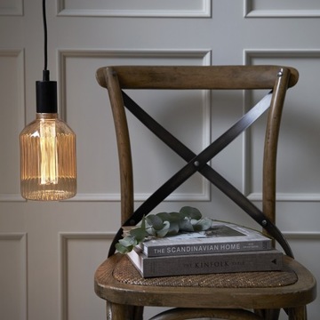 Kabel w oplocie tekstylnym sznur do żarówki E27 z CZARNĄ oprawką 350 cm