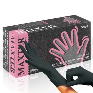 Rękawice Nitrylowe Rękawiczki Czarne Jednorazowe XL Maxter 100 szt.