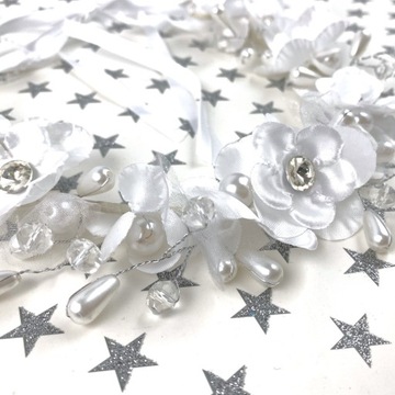 БЕЛЫЙ ЭЛЕГАНТНЫЙ ВЕНОК, УКРАШЕННЫЙ ЖЕМЧУГОМ И КРИСТАЛЛАМИ