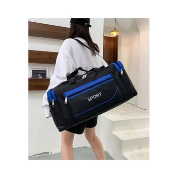 TORBA SPORTOWA PODRÓŻNA NA RAMIĘ Z PASKIEM 53x28x20cm NIEBIESKA 30L