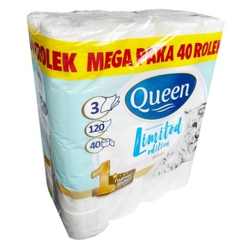 PAPIER TOALETOWY QUEEN 40 ROLEK 3WAR MEGA PAKA