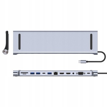 ДОК-СТАНЦИЯ-концентратор для ноутбука 12 в 1 USB-C HDMI LAN SD ASUS ACER SAMSUNG