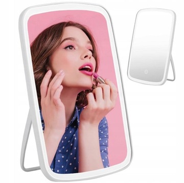 LUSTRO PODRÓŻNE DO MAKIJAŻU PODŚWIETLANE LED DOTYKOWE AKUMULATOROWE