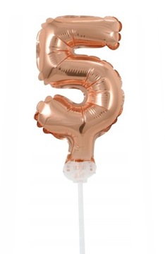 BALON na TORT foliowa cyferka 5 Rose Gold Urodziny