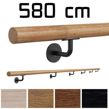 Poręcz ścienna drewniana fi42 580cm dąb lakier kol