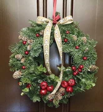 Wianek bożonarodzeniowy na drzwi stroik ŻYWY jodła