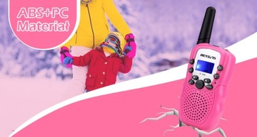Retevis RT388 Рация детская PMR446, Фонарик VOX (розовый, 1 пара)