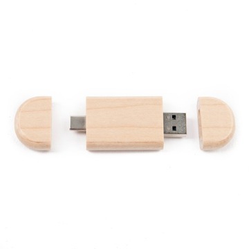 Pendrive drewno KLON 64 GB 3.0 + 3.2 USB-C TYP C + BOX + TWÓJ GRAWER LOGO