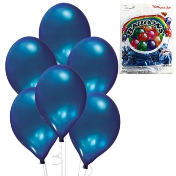 Balony niebieskie metaliczne 100 wesele UC82602B