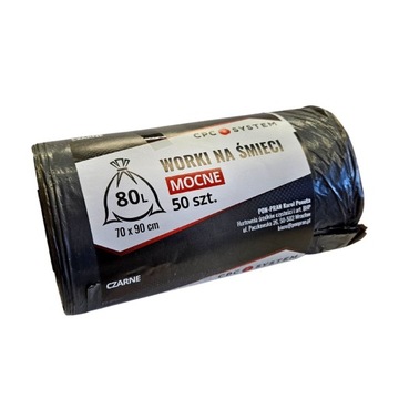 Worki na śmieci odpady super mocne LDPE 80L 50szt