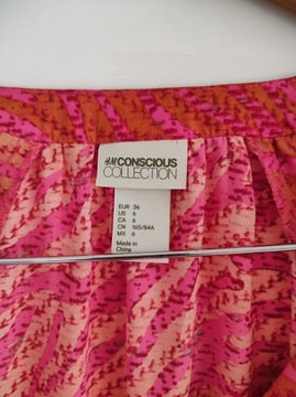 36 H&M CONSCIOUS bluzka tunika soczyste kolory ombre satynowa wzory boho